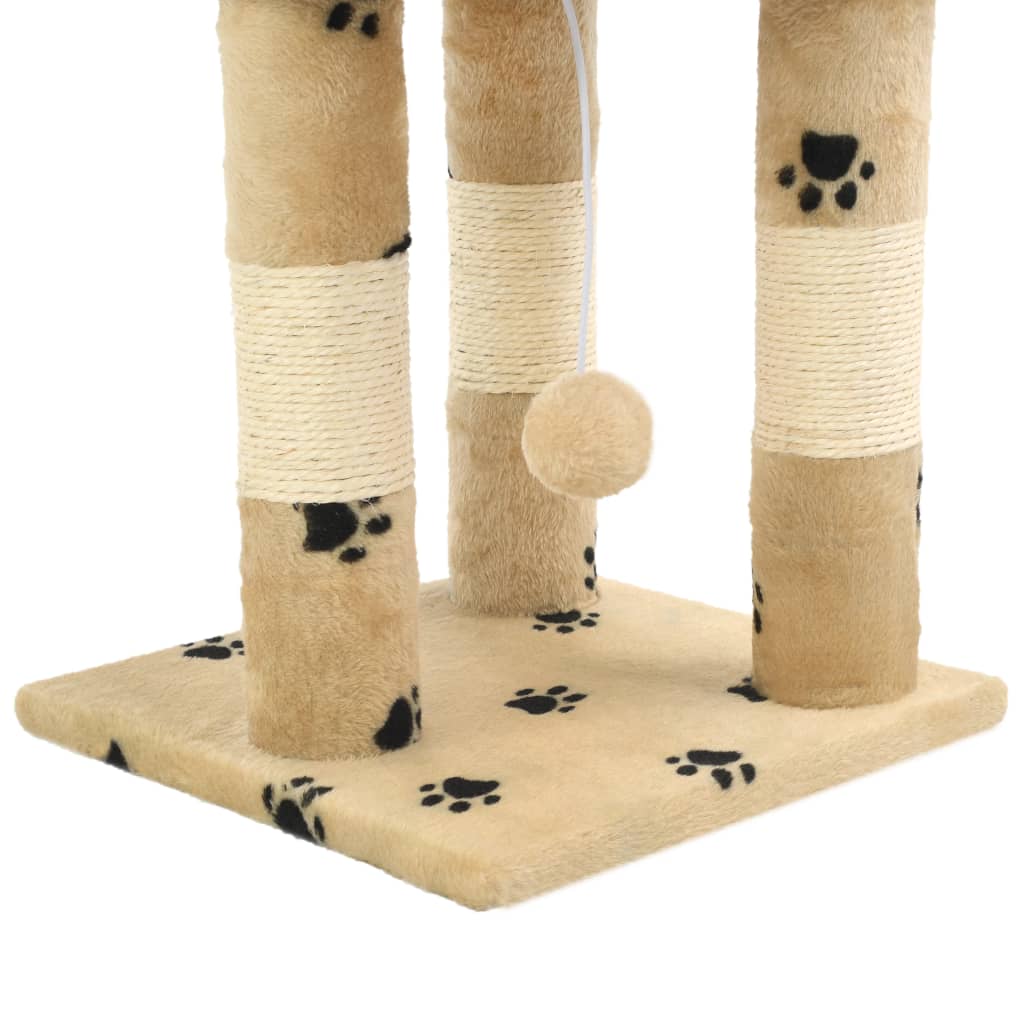 Arbre à chat beige et empreintes 65 cm 2 niveaux 1 tunnel Arbre à chat beige et empreintes 65 cm 2 niveaux 1 tunnel – Image 7