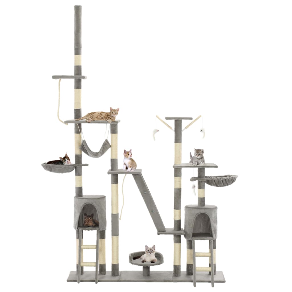 Double arbre à chat gris 230-250 cm XXL Double arbre à chat gris 230-250 cm XXL – Image 2