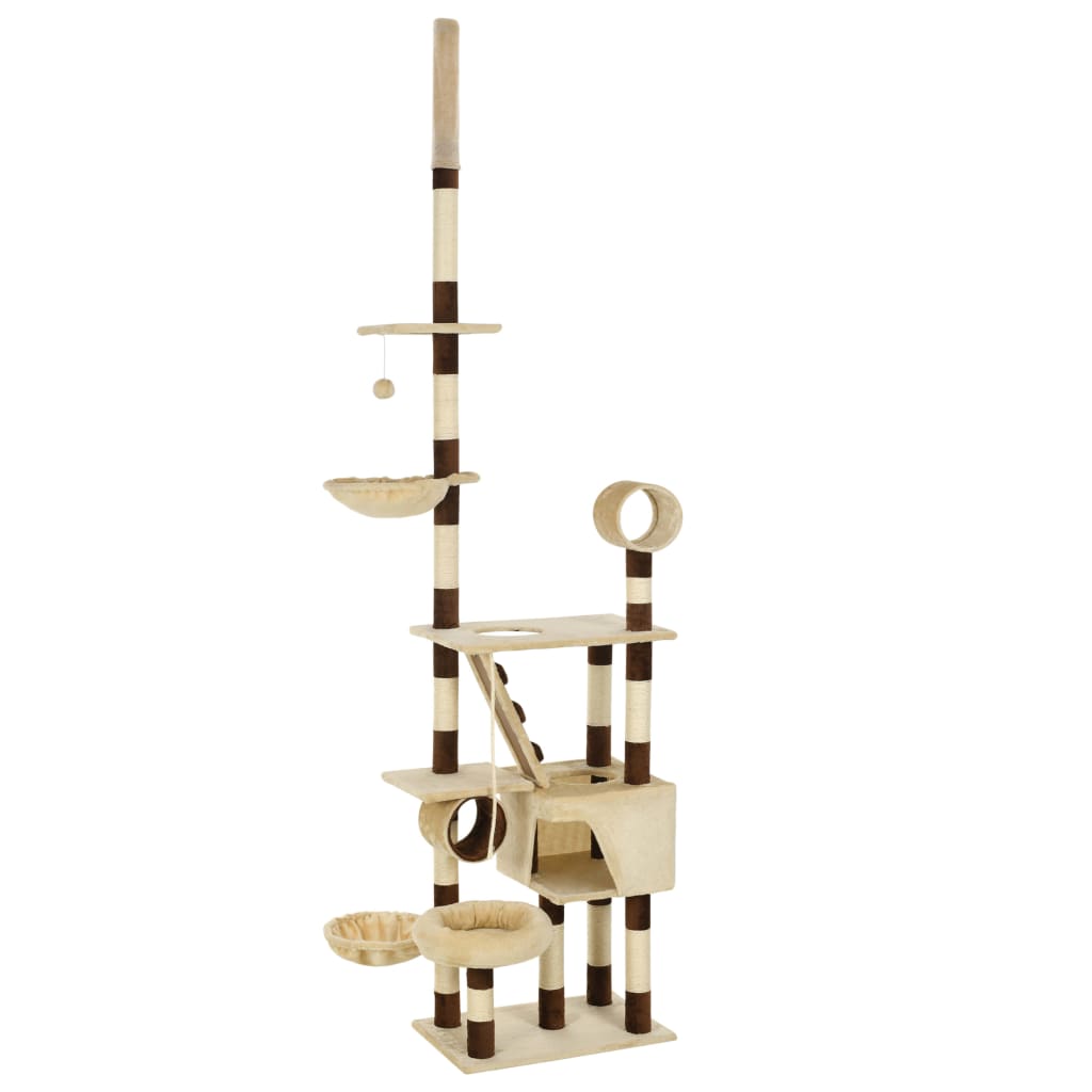 Arbre à chat beige et marron 246-280 6 niveaux 1 maison Arbre à chat beige et marron 246-280 6 niveaux 1 maison