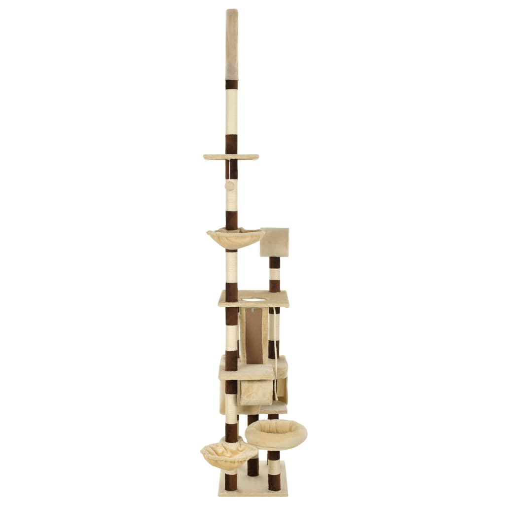 Arbre à chat beige et marron 246-280 6 niveaux 1 maison Arbre à chat beige et marron 246-280 6 niveaux 1 maison – Image 2