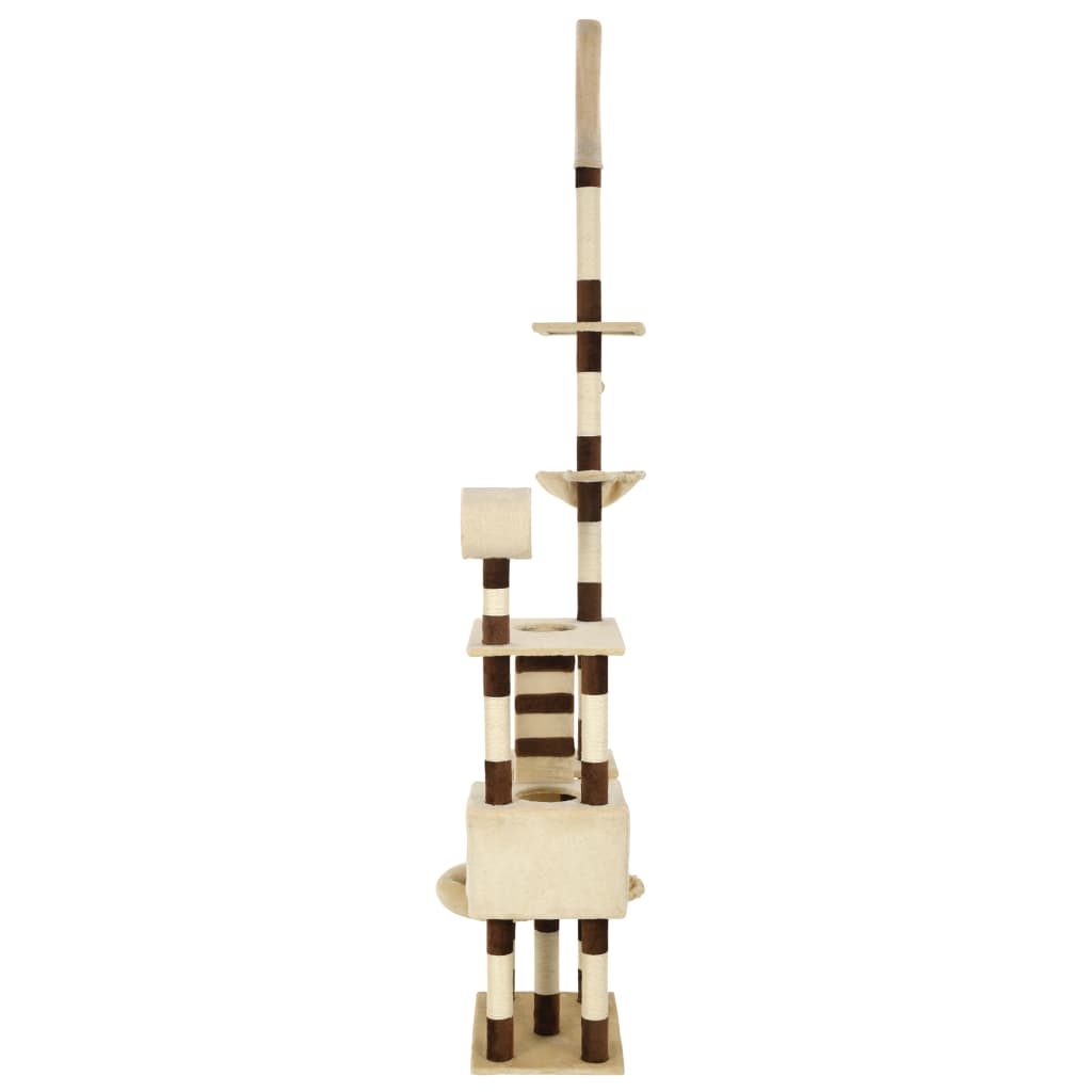Arbre à chat beige et marron 246-280 6 niveaux 1 maison Arbre à chat beige et marron 246-280 6 niveaux 1 maison – Image 3