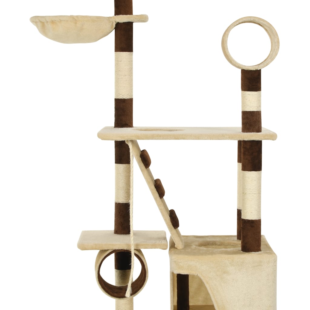 Arbre à chat beige et marron 246-280 6 niveaux 1 maison Arbre à chat beige et marron 246-280 6 niveaux 1 maison – Image 5