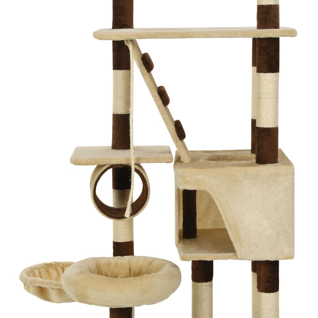 Arbre à chat beige et marron 246-280 6 niveaux 1 maison Arbre à chat beige et marron 246-280 6 niveaux 1 maison – Image 6