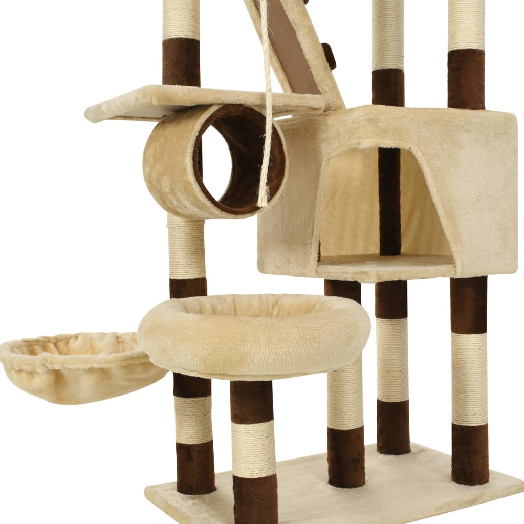 Arbre à chat beige et marron 246-280 6 niveaux 1 maison Arbre à chat beige et marron 246-280 6 niveaux 1 maison – Image 7