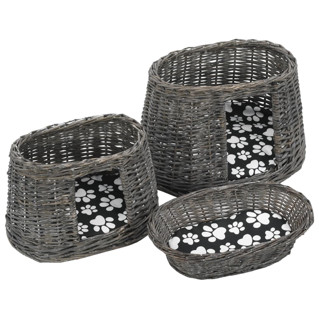 Panier pour chats 3 pcs 47x34x60 cm noir Panier pour chats 3 pcs 47x34x60 cm noir – Image 6
