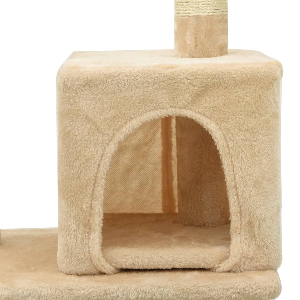 Arbre à chat beige 122 cm 5 niveaux 1 maison Arbre à chat beige 122 cm 5 niveaux 1 maison – Image 7